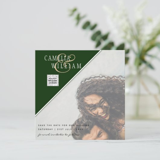 LEHg FOTO WEDDING QR CODE RSVP SAVE DATE INVITE (Staand voorkant)