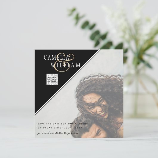 LEHg FOTO WEDDING QR CODE RSVP SAVE DATE INVITE (Staand voorkant)