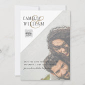 LEHg FOTO WEDDING QR CODE RSVP SAVE DATE INVITE Kaart (Voorkant)