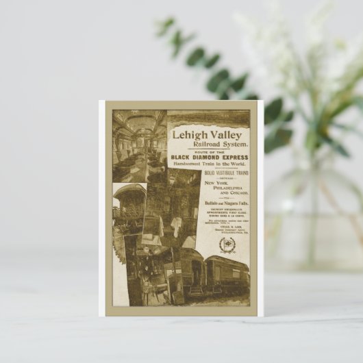Lehigh Valley Railroad 1897   Train Poster Briefkaart (Staand voorkant)