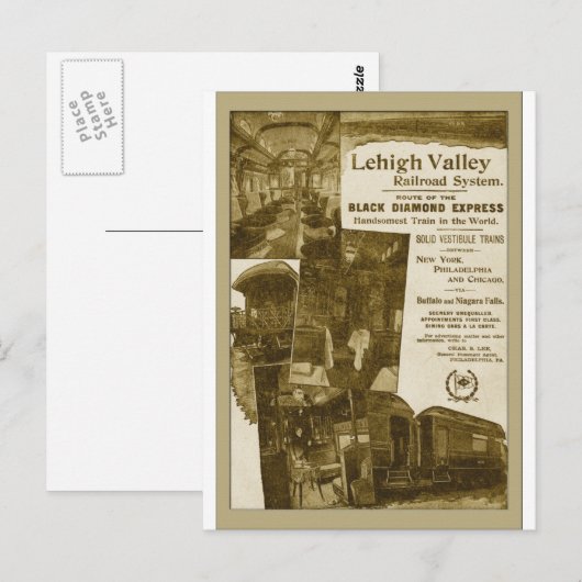 Lehigh Valley Railroad 1897   Train Poster Briefkaart (Voorkant / Achterkant)