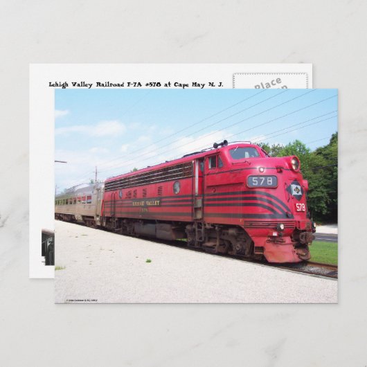 Lehigh Valley Railroad F-7A #578 in Cape May N. J. Briefkaart (Voorkant / Achterkant)