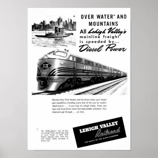 Lehigh Valley Railroad - New Diesel Power 1950 Poster (Voorkant)