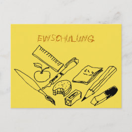 Lehrmittel auf Einladung zur Einschulung Briefkaart