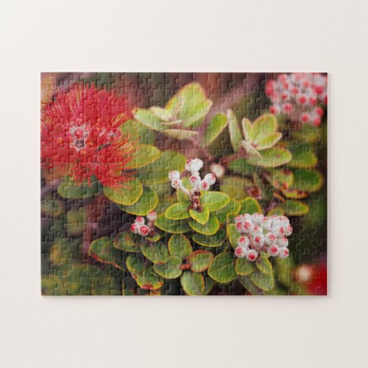 Lehua bloeit in Hawaii-vulkanen Legpuzzel (Horizontaal)