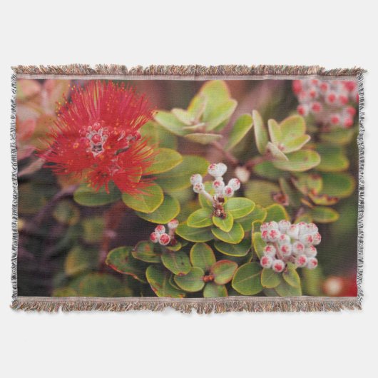 Lehua Bloesems In Hawaii Vulkanen Deken (Voorkant)