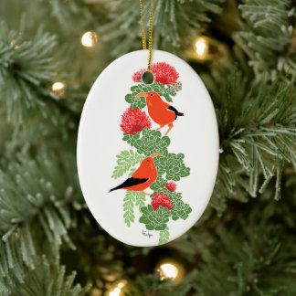Lehua en Iiwi Kerstornament Keramisch Ornament