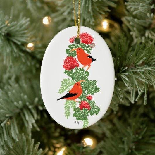 Lehua en Iiwi Kerstornament Keramisch Ornament (Boom)