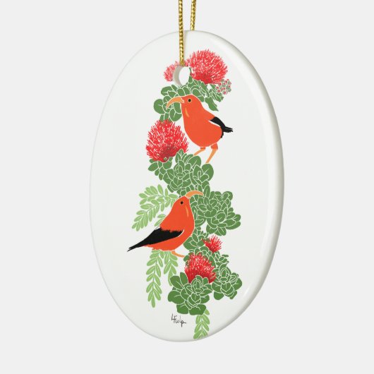 Lehua en Iiwi Kerstornament Keramisch Ornament (Links)