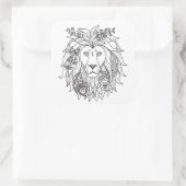 Lei en bloemen vierkante sticker (Tas)