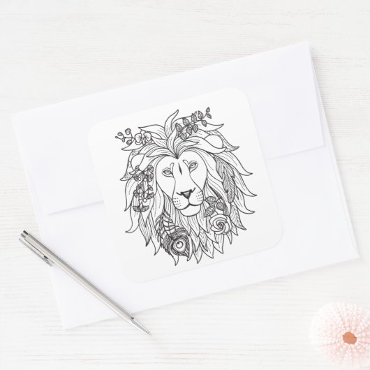 Lei en bloemen vierkante sticker (Envelop)