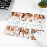 Lei Grijs | Beste vrienden Foto Collage Muismat<br><div class="desc">Met deze coole foto-collage mousepad met 6 favoriete foto's,  met "beste vrienden" in het midden in rokerige blauw-groene handlettertjes met letterlijke kalligrafie,  kun je vriendschap vieren met je bekenden.</div>