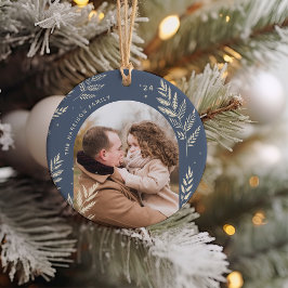 Lei Grijs | Winter Laurel Photo Ceramic Ornament