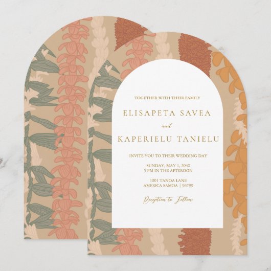 Lei Invitation Kaart (Voorkant / Achterkant)