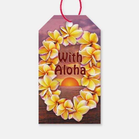 Lei met Aloha (aanpasbaar) Cadeaulabel (Voorkant)