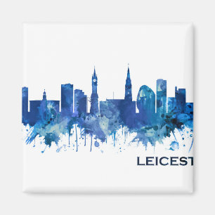 Leicester England Skyline Blue Magneet