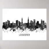 Leicester England Skyline BW Poster (Voorkant)
