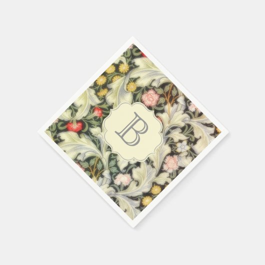 Leicester  Floral Pattern met Monogram Servetten (Hoek)