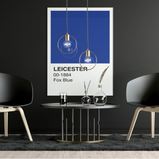 Leicester Fox Blue - White Border Perfect Poster