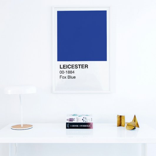 Leicester Fox Blue - White Border Perfect Poster