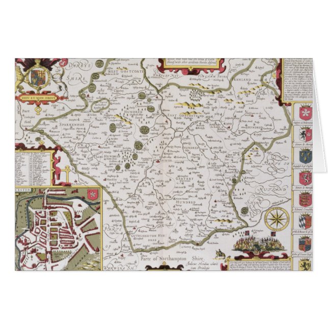 Leicester, gegraveerd door Jodocus Hondius (Voorkant Horizontaal)