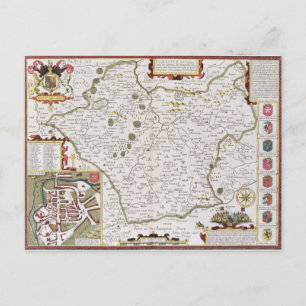 Leicester, gegraveerd door Jodocus Hondius Briefkaart