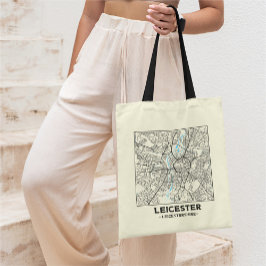 Leicester, Leicestershire Stad Kaart Boodschappent Tote Bag
