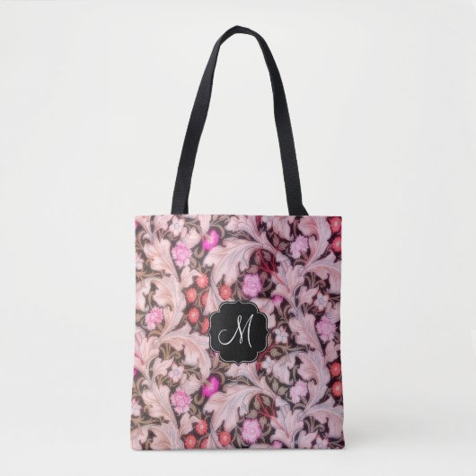 Leicester Pink Floral Pattern met Monogram Tote Bag (Voorkant)