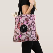 Leicester Pink Floral Pattern met Monogram Tote Bag (Dichtbij)