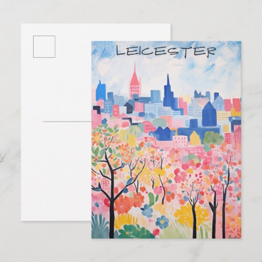 Leicester Reizen Stad Schilderen Esthetisch Briefkaart (Voorkant / Achterkant)