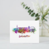 Leicester skyline in waterverf briefkaart (Staand voorkant)