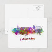 Leicester skyline in waterverf briefkaart (Voorkant / Achterkant)