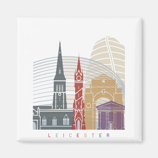 Leicester skyline poster magneet (Voorkant)