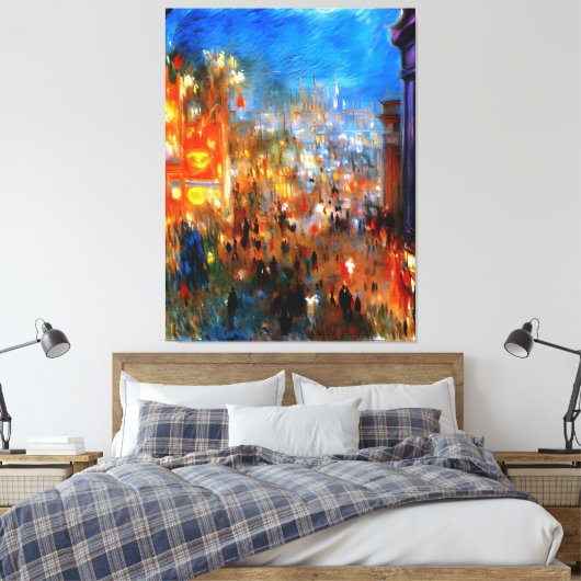 Leicester Square bij nacht, Londen Canvas Afdruk (Insitu (Slaapkamer))