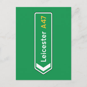 Leicester, UK Road Sign Briefkaart
