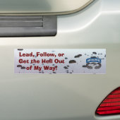 Leid aan, volg of lazer op bumpersticker (Op auto)