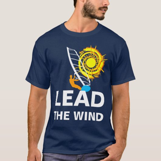 Leid de wind grappig aanpasbaar windsurfen t-shirt (Voorkant)