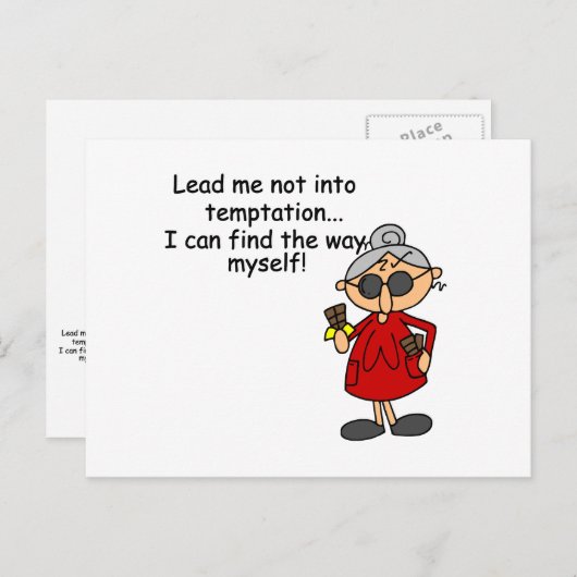 Leid me niet in verleiding Humor Briefkaart (Voorkant / Achterkant)