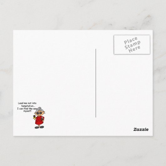 Leid me niet in verleiding Humor Briefkaart (Achterkant)
