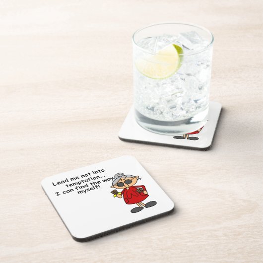 Leid me niet in verleiding Humor Drankjes Onderzetter (Rechterzijde)
