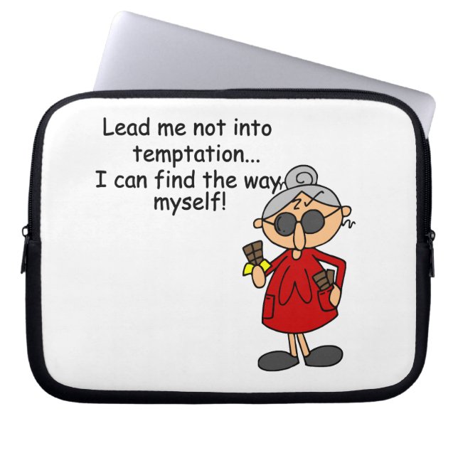 Leid me niet in verleiding Humor Laptop Sleeve (Voorkant)