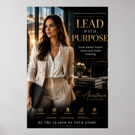 Leid Met Doel – Motiverende Kunst voor Executives Poster (Voorkant)