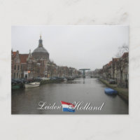 Leiden Canal en Church Cityscape Holland Briefkaar