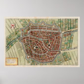  Leiden Nederland Map (1638) Poster (Voorkant)