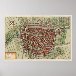  Leiden Nederland Map (1638) Poster