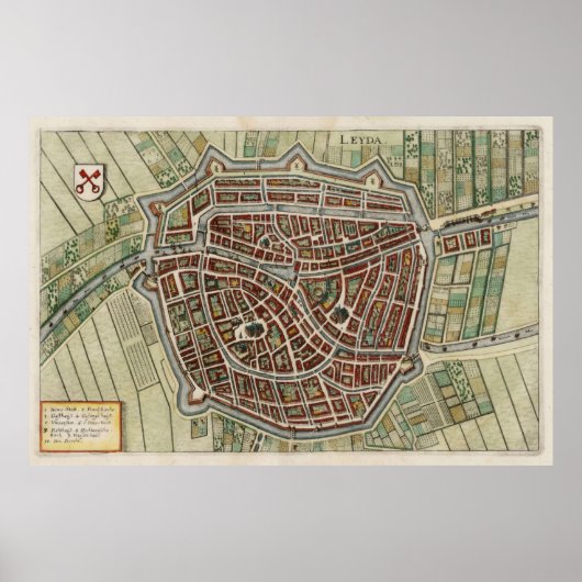  Leiden Nederland Map (1638) Poster (Voorkant)