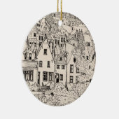 Leiden Zuid-Holland Nederland peninkttekening Keramisch Ornament (Rechts)