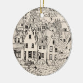 Leiden Zuid-Holland Nederland peninkttekening Keramisch Ornament (Links)