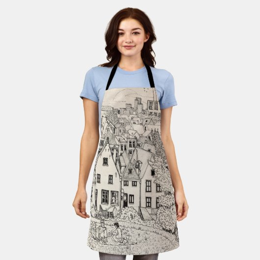 Leiden Zuid-Holland Nederland peninkttekening Schort (Gedragen)