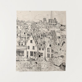 Leiden Zuid-Holland Nederland peninkttekening Wandkleed